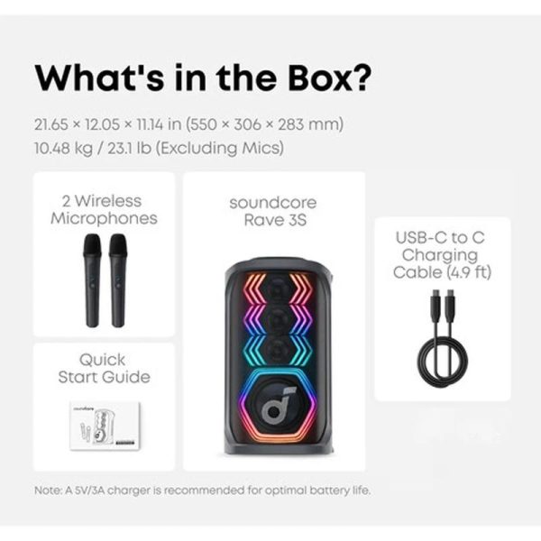 اسپیکر بلوتوثی قابل حمل انکر مدل soundcore Rave 3S دارای رقص نورRGB،چراغ نشانگر - Image 7