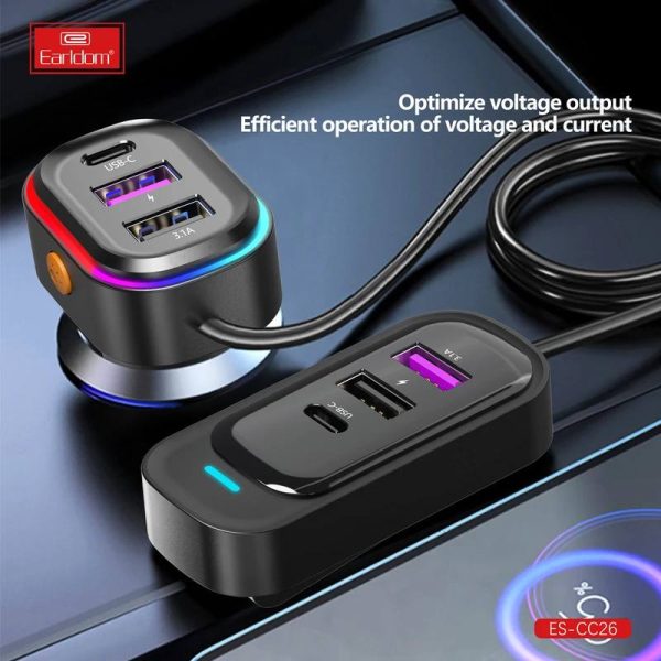 شارژر فندکی 65 وات ارلدام مدل 6IN1 CAR CHARGER CC26 - Image 3