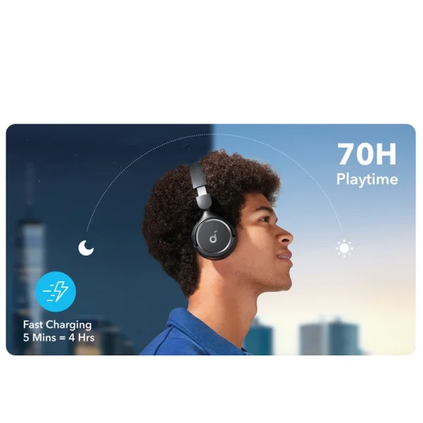 هدفون بلوتوثی انکر مدل Soundcore H30i بدون قابلیت نویز کنسلینگ، درگاه شارژ USB Type-C، دارای میکروفون داخلی با کیفیت بالا، مجهز به فناوری BassUp، مقاومت در برابر رطوبت و عرق - Image 7