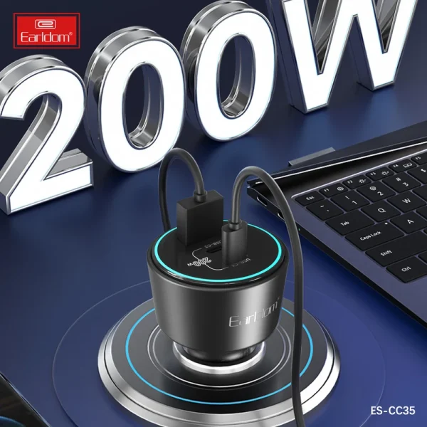 شارژر فندکی 200 وات 3 پورت ارلدام مدل CC35 - Image 3