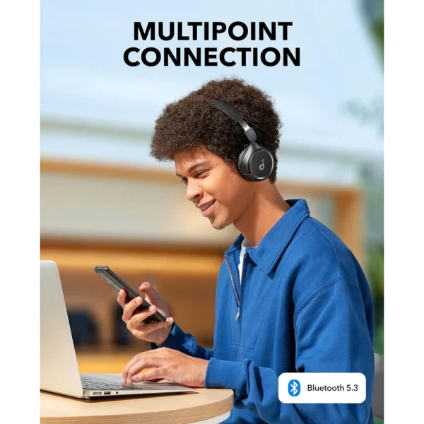 هدفون بلوتوثی انکر مدل Soundcore H30i بدون قابلیت نویز کنسلینگ، درگاه شارژ USB Type-C، دارای میکروفون داخلی با کیفیت بالا، مجهز به فناوری BassUp، مقاومت در برابر رطوبت و عرق - Image 5