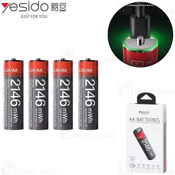 bGeuRXdsOAS_L3eT پک 4 تایی باتری قلمی شارژی یسیدو Yesido YP88