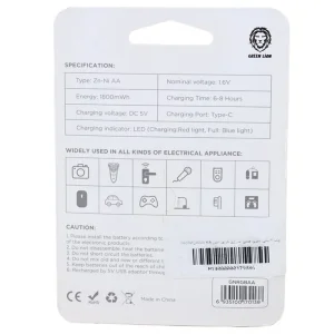 باتری چهارتایی قلمی شارژی Green Lion GNRGBAA AA 1800mWh